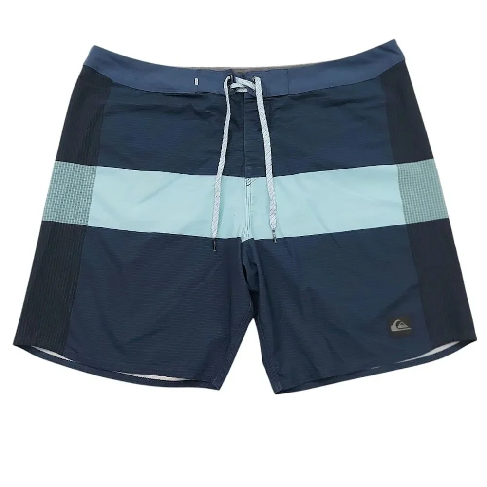 Quiksilver Board Shorts Mens 38 Navy Color Block Performance Swim Surf Trunks